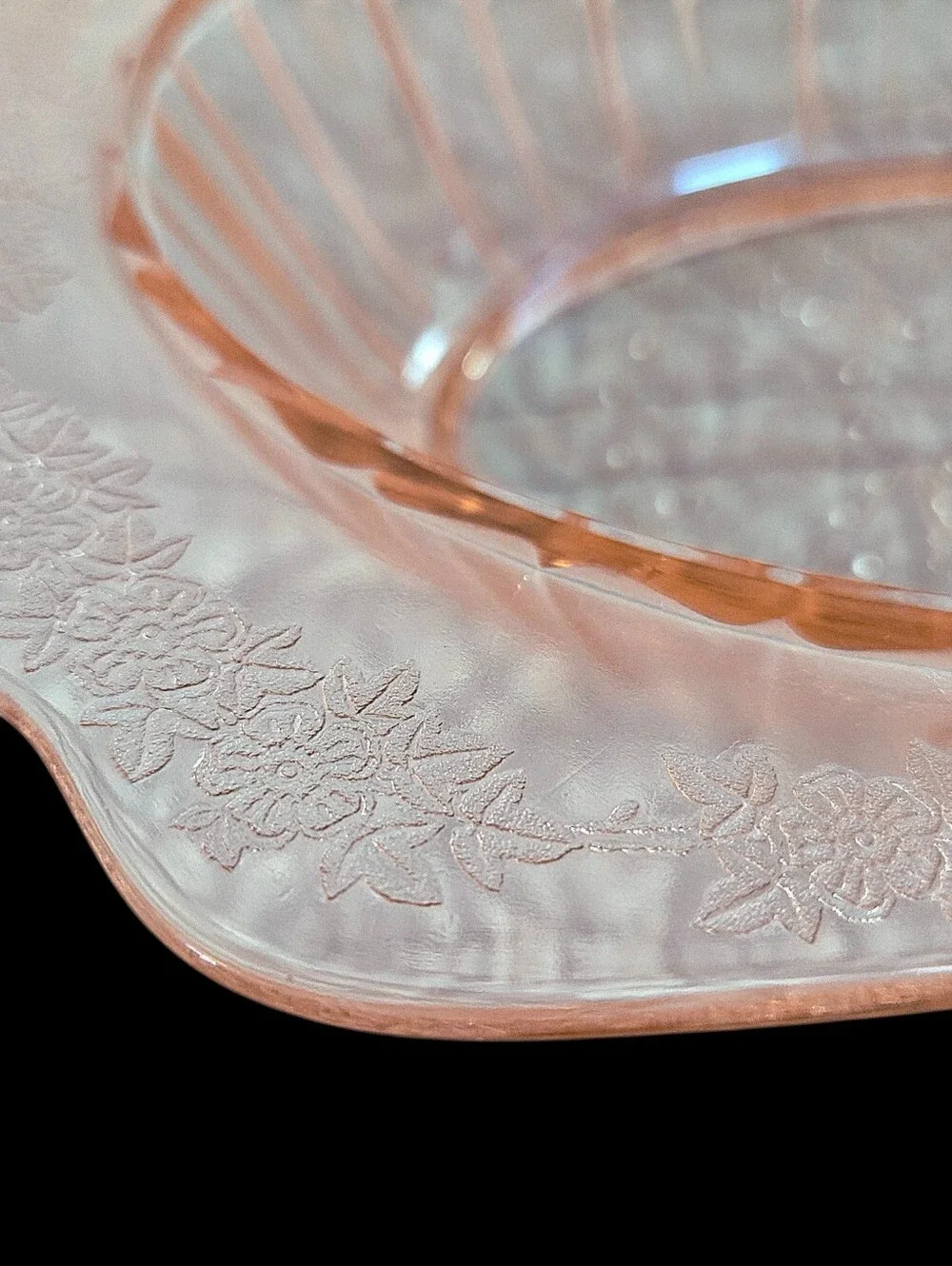 Vintage Jeannette Pink Depression Glass Adam Pattern Oval Serving Bowl 9.75